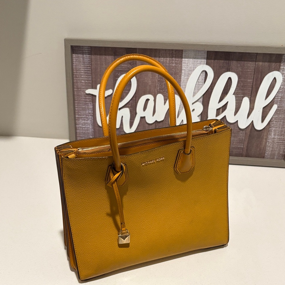 Michael Kors Mustard Satchel Bag - Picture 3 of 12